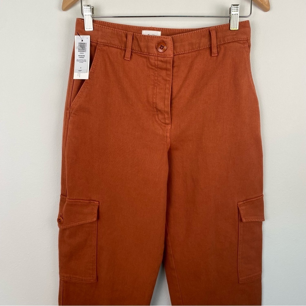 Aritzia Wilfred Free Modern Cargo Pant Rust Red Brown Button Fly High Rise - Picture 7 of 12